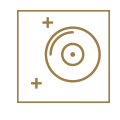 pictogramme disque doré sur fond blanc bâoli