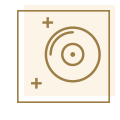 pictogramme beige avec disque doré club bâoli