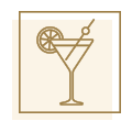 pictogramme cocktail sur fond beige du rooftop cloud nine bâoli cannes